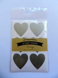 Silver heart sticker labels
